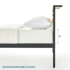 Kasi Metal Platform Bed With Panel Headboard Shelf Black - Mellow -Baxton Studio Sale Shop GUEST 3ced87ce 37d0 487a 9e5a b50ef098031b