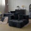 104" Modular Sectional Sofa Cloud Couch With 2 Ottoman,Linen Deep Seat Convertible Sofa For Living Room, Bedroom And Apartment