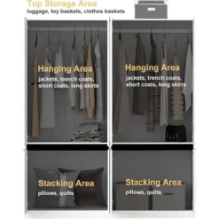 TIRAMISUBEST White 4-Door Wardrobe With Mirror - Freestanding Armoire Closet With 2 Hanging Rods For Bedroom Storage (74"H) 10 TIRAMISUBEST White 4-Door Wardrobe With Mirror - Freestanding Armoire Closet With 2 Hanging Rods For Bedroom Storage (74"H) -Baxton Studio Sale Shop GUEST 3d56299e 7978 4837 81da 77efb68d70f2