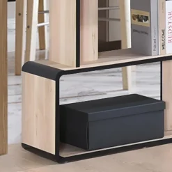 Kings Brand Furniture Nathan 4-Piece Living Room Set With Bookcases, Coffee Table And End Table, Oak/Black -Baxton Studio Sale Shop GUEST 3da9a60f 2938 4d75 8022 9ec6ad26dbb5