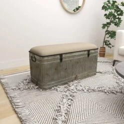 Farmhouse Upholstered Metal Storage Bench - Olivia & May -Baxton Studio Sale Shop GUEST 3e6892b1 f2ac 4b77 b62b ef478ccc88f7