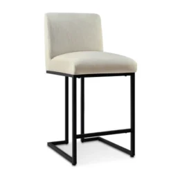 Set Of 2 Mason 25" Contemporary Armless Upholstered Fabric With Black Metal Sled Legs Counter Height Barstools-The Pop Maison -Baxton Studio Sale Shop GUEST 3eb04cc8 92b9 42e1 a13a 1478fd9af67b