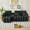 TiramisuBest 91.7 Inch Modular Cloud Sofa Premium Teddy Fabric Sofa Cloud Sectional Sofa With Cup Holder USB Console Storage Living Room, Black