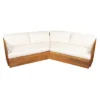 Christopher Knight Home Rugar 4-Seater Patio Mid-Century Modern Acacia Wood V-Shaped Sectional Sofa With Thick Cushions, Teak/Beige