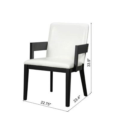 Set Of 2 Modern Arm Dining Chairs, Wood Frame With Glossy PU Leather Upholstery For Kitchen, Dining Room, Or Contemporary Seating Areas-Maison Boucle 3 Set Of 2 Modern Arm Dining Chairs, Wood Frame With Glossy PU Leather Upholstery For Kitchen, Dining Room, Or Contemporary Seating Areas-Maison Boucle - Image 3
