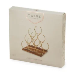 Twine Pyramid 6 Bottle Wood Wine Rack, Holds 6 Standard Wine Bottles, Wood Base, Gold -Baxton Studio Sale Shop GUEST 3f543b8b 870d 45cd 912d e56dda6b95e5