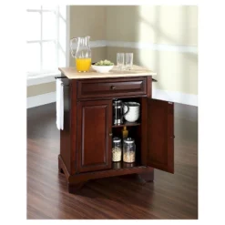 LaFayette Natural Wood Top Portable Kitchen Island - Vintage Mahogany - Crosley -Baxton Studio Sale Shop GUEST 3f59a8c1 3741 4f24 a4bd 26fc1a16fdb6