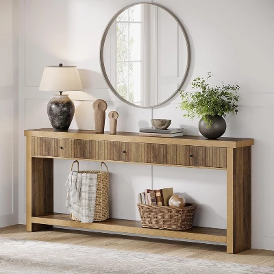 Tribesigns 70.9 Inch Wood Console Table Long Sofa Table With 3 Drawers 2 Tribesigns 70.9 Inch Wood Console Table Long Sofa Table With 3 Drawers - Image 2