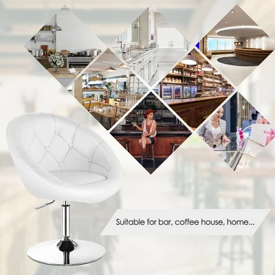 Costway 1PC Adjustable Modern Swivel Round Tufted Back Accent Chair PU Leather 6 Costway 1PC Adjustable Modern Swivel Round Tufted Back Accent Chair PU Leather - Image 6