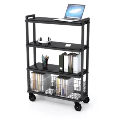 Cart System With Wheels 4 Tier Black - Atlantic 15 Cart System With Wheels 4 Tier Black - Atlantic -Baxton Studio Sale Shop GUEST 3ff0bfda a892 4114 9652 ce31c145a362