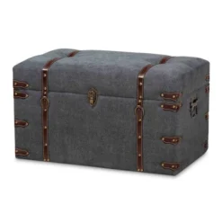 Palma Modern Transitional Fabric Upholstered Storage Trunk Ottoman Gray - Baxton Studio: Cushioned, Antique Brass Latches, No Assembly Required -Baxton Studio Sale Shop GUEST 3ff253bc f1c0 4225 8caf b5df2f1a4c11