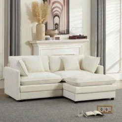 Mjkone 77'' L-Shaped Modular Deep Seat Sofa, Modern Chenille 3-Seat Cloud Sofa With Ottoman And Thickened Cushion 22 Mjkone 77'' L-Shaped Modular Deep Seat Sofa, Modern Chenille 3-Seat Cloud Sofa With Ottoman And Thickened Cushion -Baxton Studio Sale Shop GUEST 40161cf2 fe34 4f82 ace8 37dd3e049474