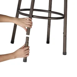 Set Of 3 Camilla Adjustable Swivel Barstool Scroll Back Peat Brown - Inspire Q -Baxton Studio Sale Shop GUEST 4042d243 796c 4bf4 95ff 77c77e4d4640