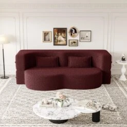 Convertible Floor Sofa Bed With 2 Pillows, Folding Foam Sleeper Couch, No-Assembly Modern Sofa For Living Room Or Guest Room-Tanpinhause -Baxton Studio Sale Shop GUEST 407aaaad e5fa 4816 8946 de490ae8f358