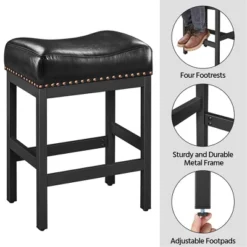 Yaheetech 26"H Bar Stools Faux Leather Counter Height Stools With Nailhead Trims Set Of 2, Black -Baxton Studio Sale Shop GUEST 40b6f482 d16b 4b68 8530 d990289e2c57