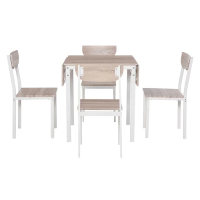 HOMCOM Modern 5-Piece Dining Table Set For 4 With Foldable Drop Leaf, 4 Chairs, And Metal Frame For Small Spaces, White 3 HOMCOM Modern 5-Piece Dining Table Set For 4 With Foldable Drop Leaf, 4 Chairs, And Metal Frame For Small Spaces, White - Image 3