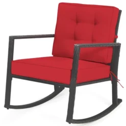 Costway Patio Rattan Rocker Chair Outdoor Glider Wicker Rocking Chair Cushion Lawn Red 13 Costway Patio Rattan Rocker Chair Outdoor Glider Wicker Rocking Chair Cushion Lawn Red -Baxton Studio Sale Shop GUEST 41367656 ca9f 498f a574 e6a304755887