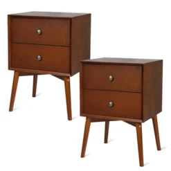 Tangkula Mid Century Nightstand Sofa End Table Bedroom Side Table With 2 Drawers -Baxton Studio Sale Shop GUEST 4162f4e6 db0c 49bf bdf3 79fe3063b712