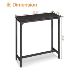 ODK 39 Inch Rectangular Modern Bar Height Narrow Pub, Kitchen, And Dining Table With Metal Legs, Easy To Clean Top, And Fast Assembly, Black