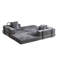 Whisen Sectional Compression Sofa Bed & Floor Futon Couch With Convertible Folding Design, Pillows And Armrests -Baxton Studio Sale Shop GUEST 4199fc9b 7045 4b67 8ebf b3e1902ccb96