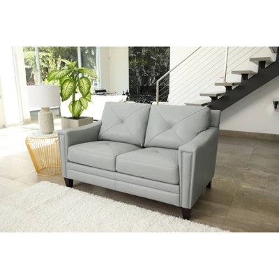 Anne Leather Loveseat Light Blue - Abbyson Living 1 Anne Leather Loveseat Light Blue - Abbyson Living