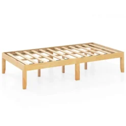 Costway Twin/Full/Queen Size Wooden Platform Bed Frame 14" With Rubber Wood Legs Under-bed Storage Beige -Baxton Studio Sale Shop GUEST 42050bc0 eceb 4502 9987 1ec98a931f99