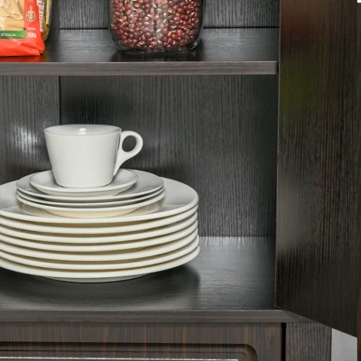 HOMCOM 71" Freestanding Kitchen Pantry With 4 Doors, And 2 Large Cabinets, Tall Storage Cabinet With Wide Drawer For Kitchen Dining Room 5 HOMCOM 71" Freestanding Kitchen Pantry With 4 Doors, And 2 Large Cabinets, Tall Storage Cabinet With Wide Drawer For Kitchen Dining Room - Image 5