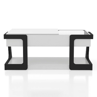49" Castleridge Modern Lift Top Coffee Table White/Black - MiBasics: Adjustable Height, Tempered Glass, Storage Shelf 11 49" Castleridge Modern Lift Top Coffee Table White/Black - MiBasics: Adjustable Height, Tempered Glass, Storage Shelf - Image 11