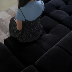 104" Modular Sectional Sofa Cloud Couch With 2 Ottoman,Linen Deep Seat Convertible Sofa For Living Room, Bedroom And Apartment -Baxton Studio Sale Shop GUEST 42dd7f2c 12cc 48df 8b40 63439c20a6f3