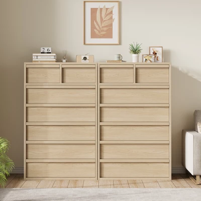 Whizmax Tall 7 Drawer Dresser, Modern 7 Chest Of Drawers With Storage Freestanding, Wooden Dresser Organizer For Bedroom, Living Room, Natural Oak 2 Whizmax Tall 7 Drawer Dresser, Modern 7 Chest Of Drawers With Storage Freestanding, Wooden Dresser Organizer For Bedroom, Living Room, Natural Oak - Image 2