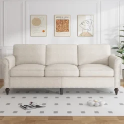 Mjkone 2 Piece Living Room Sofa Set With Rivet Design,Linen Fabric W76''3-Seater Sofa Couch With W53''Loveseat Sofa -Baxton Studio Sale Shop GUEST 4393c99d c014 4754 8577 460ac5271124