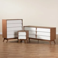 3pc Hildon Two-Tone Wood Storage Set White/Walnut Brown - Baxton Studio -Baxton Studio Sale Shop GUEST 43954d0f 9c78 4b21 95ae 2aad557e093f