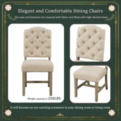 5 PCS Extendable Wood Dining Table Set With Round Table And 4 Upholstered Chairs-ModernLuxe -Baxton Studio Sale Shop GUEST 43bcd3a4 e433 497a a0d1 1cc68d07d469