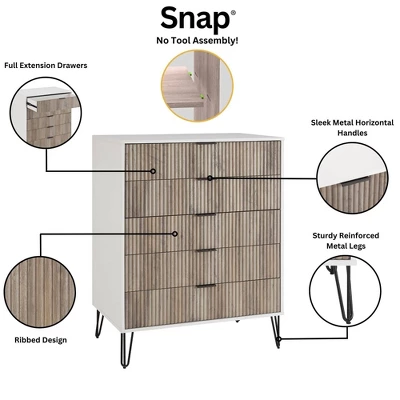 Manhattan Comfort Dumbo 2pc Modern 5 Drawer Dresser And 2 Drawer Nightstand Set 15 Manhattan Comfort Dumbo 2pc Modern 5 Drawer Dresser And 2 Drawer Nightstand Set - Image 15