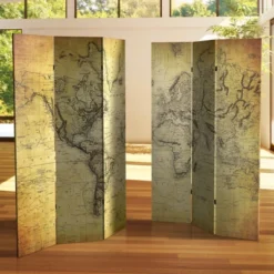 6" Double Sided Vintage World Map Canvas Room Divider Beige - Oriental Furniture -Baxton Studio Sale Shop GUEST 44b624d1 377b 4fdb b887 ab16bc56fd01