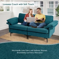 Costway Modern Loveseat Fabric 2-Seat Sofa Couch For Small Space W/ Metal Legs BlueRust Red -Baxton Studio Sale Shop GUEST 452bdd03 e1cd 4f84 a630 f18dcf1c54cd