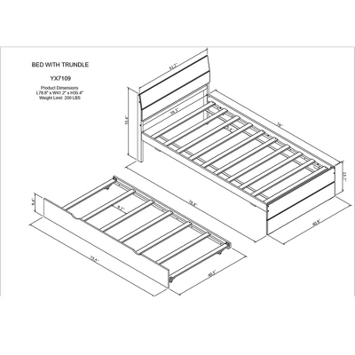 Modern Twin Bed Frame With Twin Trundle, Solid Wood Platform Bed With Headboard, No Box Spring Needed, Wooden Slats Supports, White 6 Modern Twin Bed Frame With Twin Trundle, Solid Wood Platform Bed With Headboard, No Box Spring Needed, Wooden Slats Supports, White - Image 6