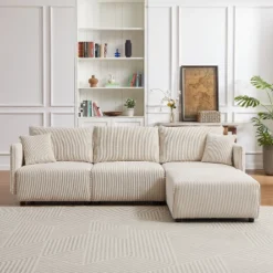 106"W Modular Combination Style Sofa, Modern Minimalist Corduroy Sofa With 2 Comfort Pillows And USB & C Charging Ports 4S - ModernLuxe 18 106"W Modular Combination Style Sofa, Modern Minimalist Corduroy Sofa With 2 Comfort Pillows And USB & C Charging Ports 4S - ModernLuxe -Baxton Studio Sale Shop GUEST 4583b316 490f 48fd b508 070eac7797d5
