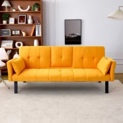 70" Convertible Sofa Bed,Foldable Cotton Linen Couch With Cup Holder And Side Storage,Sleeper Sofa For Living Room Or Apartment-Baofuwish -Baxton Studio Sale Shop GUEST 4587c480 a156 4115 a8a4 cab066d7d51f