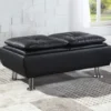 Simple Relax Leatherette Storage Ottoman With Reversible Trays, Black