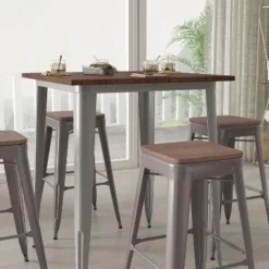 Merrick Lane Set Of 4 30 Inch Tall Clear Coated Gray Metal Bar Counter Stool With Textured Walnut Elm Wood Seat 12 Merrick Lane Set Of 4 30 Inch Tall Clear Coated Gray Metal Bar Counter Stool With Textured Walnut Elm Wood Seat -Baxton Studio Sale Shop GUEST 462a71bd 90f6 4157 8e0c 6867bc92016b