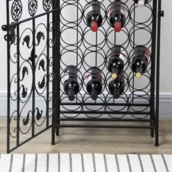 HOMCOM 45-Bottle Modern Wine Organizer Decorative Portable Wrought Iron Wine Rack Jail 10 HOMCOM 45-Bottle Modern Wine Organizer Decorative Portable Wrought Iron Wine Rack Jail -Baxton Studio Sale Shop GUEST 46380f22 307d 4240 9727 d96d04d07a46