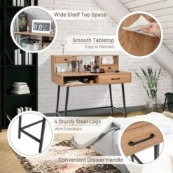 Costway Makeup Vanity Table Computer Writing Desk Storage With Drawer Shelf Industrial -Baxton Studio Sale Shop GUEST 46735034 00b1 4f0f 8d32 0da8d4c25923