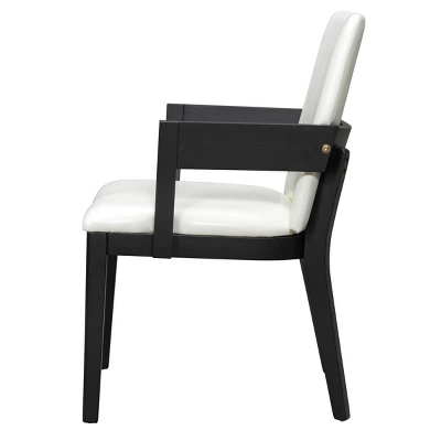 Set Of 2 Modern Arm Dining Chairs, Wood Frame With Glossy PU Leather Upholstery For Kitchen, Dining Room, Or Contemporary Seating Areas-Maison Boucle 2 Set Of 2 Modern Arm Dining Chairs, Wood Frame With Glossy PU Leather Upholstery For Kitchen, Dining Room, Or Contemporary Seating Areas-Maison Boucle - Image 2