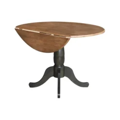 42" Nathaniel Round Dual Drop Leaf Dining Table Hickory/Washed Coal - International Concepts