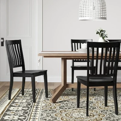 2pk Holden Slat Back Dining Chair Black - Threshold™