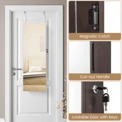 Tangkula 43.5" Jewelry Mirror Cabinet W/ Full-length Mirror & Interior Makeup Mirror -Baxton Studio Sale Shop GUEST 476868d4 40fd 43a3 bfe6 8c4c4b1a8f6f