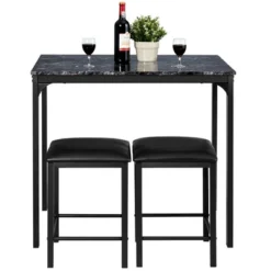 3 Piece Counter Height Dining Set Faux Marble Table 2 Chairs Kitchen Bar -Baxton Studio Sale Shop GUEST 47708328 e934 448b 8c82 01beb68e60f1