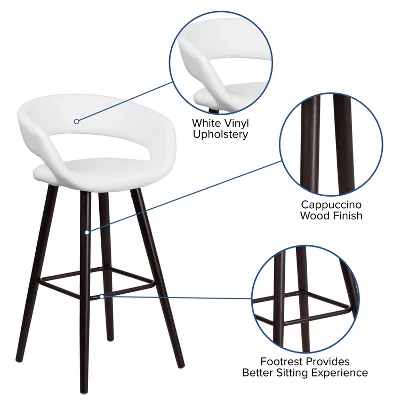 Emma And Oliver 29"H Wood Rounded Open Back Barstool 2 Emma And Oliver 29"H Wood Rounded Open Back Barstool - Image 2