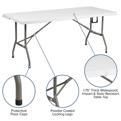 Emma And Oliver 6-Foot Bi-Fold Plastic Banquet And Event Folding Table With Handle 2 Emma And Oliver 6-Foot Bi-Fold Plastic Banquet And Event Folding Table With Handle - Image 2